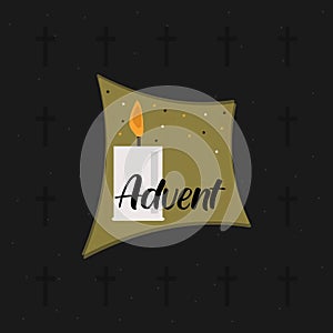 Advent Sunday conceptual vector illustration.Â  Holy spiritual day celebration. Candle with the cross sign